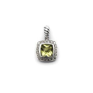 David Yurman 925 Albion Lemon Quartz & Diamond Halo Enhancer Pendant